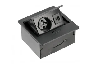 Gniazdo meblowe wpuszczane AVARO, 1x gniazdo french, USB A+C, czarny GTV - Gniazdka elektryczne - miniaturka - grafika 1