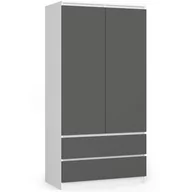 Szafy - Szafa S 90 cm 2 drzwi 2 szuflady - biała-grafit szary - miniaturka - grafika 1
