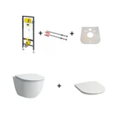 Stelaże i zestawy podtynkowe do WC - Viega Prevista Dry Zestaw stelaż do WC + wsporniki + mata Toaleta WC 53x36 cm bez kołnierza z deską wolnoopadającą Slim biała 771973+678630+H8669560000001  - odbiór osobisty: Kraków, Świebodzin - miniaturka - grafika 1