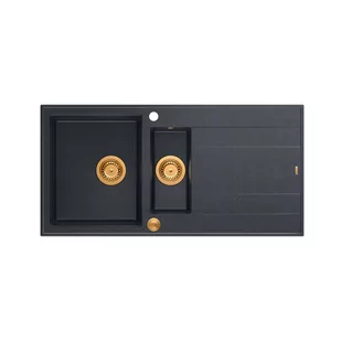 QUADRON Zlewozmywak EVAN 156 czarny, elementy miedziane, k.pneum. HQE5510050U8_PVDC1_P2O - Zlewozmywaki - miniaturka - grafika 1