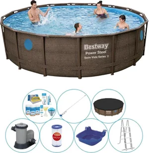Basen z akcesoriami - Bestway Power Steel Swim Vista Round 549x122 cm - Baseny ogrodowe - miniaturka - grafika 1