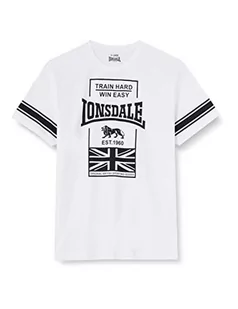 Lonsdale Męski T-shirt Charmouth, biały/czarny, S - Koszulki męskie - miniaturka - grafika 1