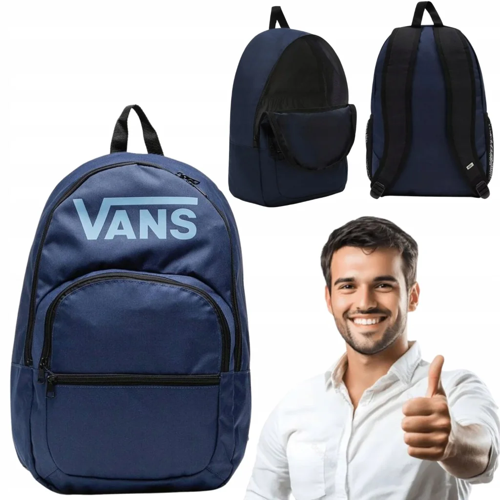 PLECAK SZKOLNY MŁODZIEŻOWY DLA CHŁOPAKA DZIEWCZYNY NIEBIESKI 19L VANS