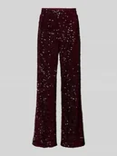 Spodnie damskie - Spodnie szerokie z cekinowym obszyciem model ‘KAM’ - miniaturka - grafika 1