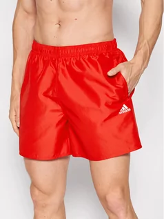 Kąpielówki męskie - Adidas Szorty kąpielowe Solid HA0384 Czerwony Regular Fit - grafika 1