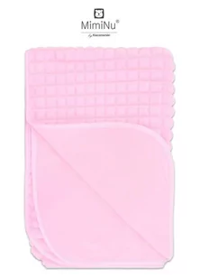 Kocyk 75x100 cm MINKY KWADRACIKI RÓŻ + JERSEY RÓŻ - Koce i narzuty dla dzieci - miniaturka - grafika 1
