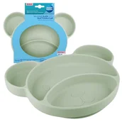 Miseczki i talerzyki dla dzieci - Canpol Babies Talerzyk Trójdzielny Z Przyssawką Z Przegródkami Miś Zielony - miniaturka - grafika 1