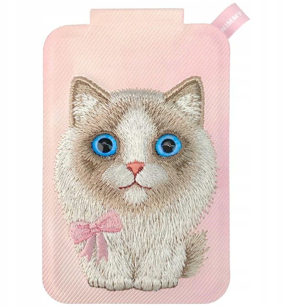 Nimmy Etui Magnetyczny portfel stojak na telefon New Big-Eye Cute Pets 2.0 Cat różowy