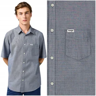 Wrangler 1 PKT SHIRT Navy bawełniana koszula krótki rękaw REGULAR FIT XL - Koszule męskie - miniaturka - grafika 1