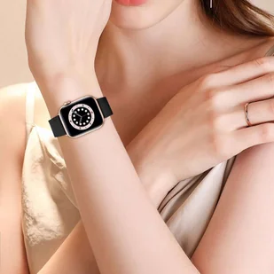 Pasek Alogy Leather Strap Band skóra do Apple Watch 1/2/3/4/5/6/7/8/SE/ULTRA (42/44/45/49mm) czarny - Akcesoria do smartwatchy - miniaturka - grafika 5