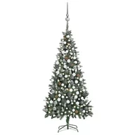 Choinki - vidaXL sztuczne choinka z lampkami LED, bombkami i szyszkami, 210 cm - miniaturka - grafika 1