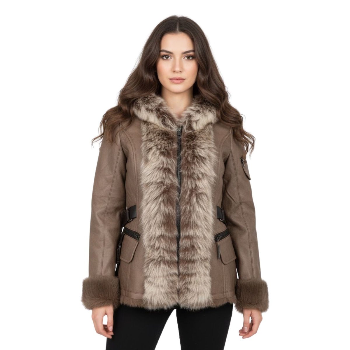 Kurtka damska Giorgio&Mario skórzana z naturalnym futrem-XL