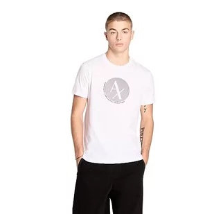 Armani Exchange Męski T-shirt Slim Fit Circle Logon Ax Pima Cotton Tee, biały, S - Koszulki męskie - miniaturka - grafika 1