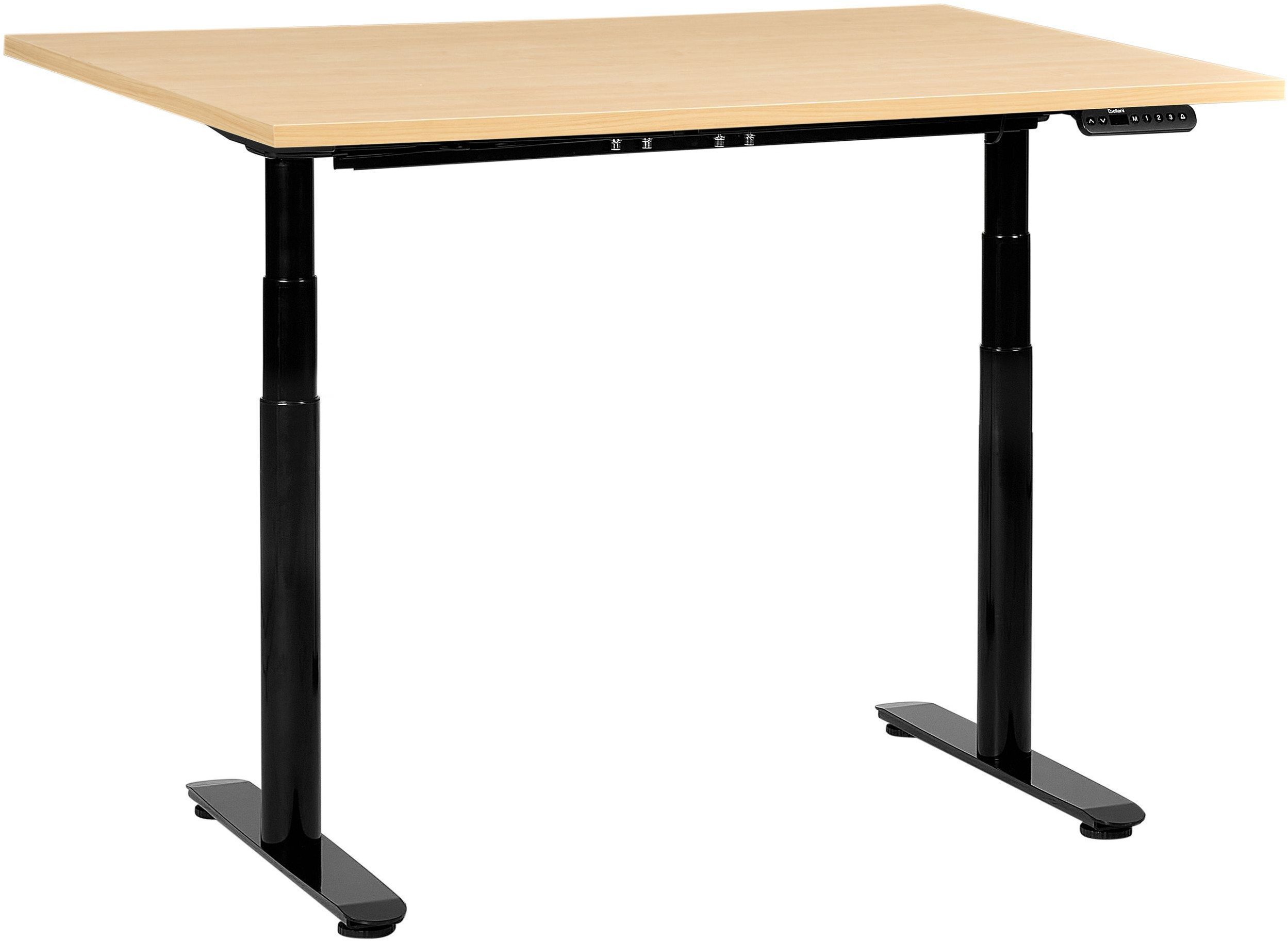 Beliani Biurko regulowane elektrycznie DESTINAS Czarny/ jasny brąz 120 cm 60 cm