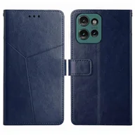 Etui i futerały do telefonów - Skórzane etui na telefon z klapką do Motorola Edge 50 Neo Niebieski - miniaturka - grafika 1
