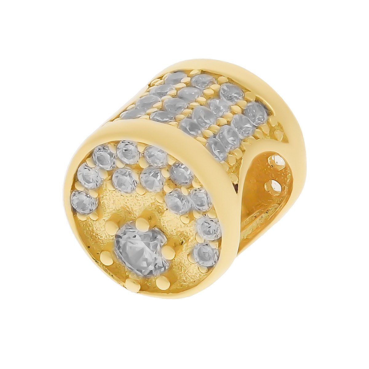 Złota zawieszka charms okrągła z cyrkoniami pr.585