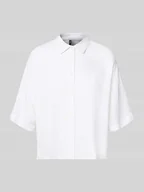 Bluzki damskie - Bluzka koszulowa o kroju regular fit z mieszanki lnu i wiskozy model ‘LINN’ - miniaturka - grafika 1