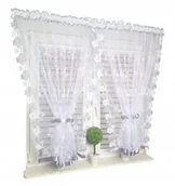 Firany - FIRANA GOTOWA 400x150 FIRANKA BIAŁA SZARA KOKONY - miniaturka - grafika 1