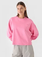 Bluzy sportowe damskie - Damska bluza dresowa nierozpinana bez kaptura 4F 4FWAW24TSWSF1305 - różowa - miniaturka - grafika 1