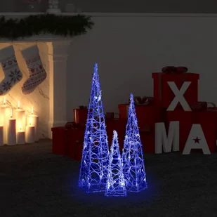 vidaXL vidaXL Stożek dekoracyjny, akryl, okrągły, niebieski, LED, 30/45/60 cm - Oświetlenie świąteczne - miniaturka - grafika 1