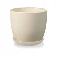 Donice - Ceramiczna donica z podstawkiem - kremowa - kolekcja AMSTERDAM - miniaturka - grafika 1