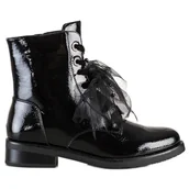 Botki damskie - S. BARSKI Botki Z Lakierowanej Eko Skóry S.BARSKI czarne - miniaturka - grafika 1