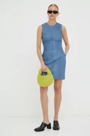 Sukienki - Remain sukienka skórzana kolor niebieski mini dopasowana - miniaturka - grafika 1