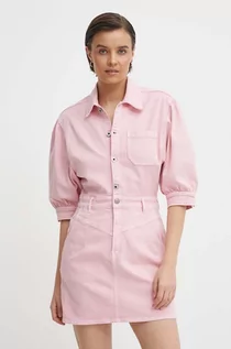 Sukienki - Pepe Jeans sukienka GRACIE kolor różowy mini rozkloszowana PL953518 - grafika 1
