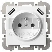 Gniazdka elektryczne - Elektro-Plast Vestra Gniazdo 2P+Z 2xUSB zasilające bez ramki podtynkowe IP20 biały 3888-10 - miniaturka - grafika 1