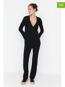 Swetry damskie - trendyol 2-częściowy zestaw w kolorze czarnym - kardigan, spodnie - miniaturka - grafika 1