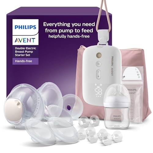 Philips Avent zestaw startowy laktatora niewymagający użycia rak, silnik klasy szpitalnej, naśladujący rytm picia dziecka, odciąganie do 85 razy na minutę, SCD553/11