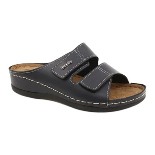 Inblu damskie klapki skórzane 158D106 granatowe niebieskie - Klapki i japonki damskie - miniaturka - grafika 1