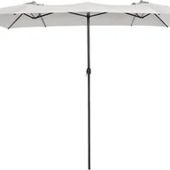 Parasole ogrodowe - Podwójny Parasol Ogrodowy 430 x 260 cm – Prostokątny Parasol z 10 Metalowymi Żebrami, Ochroną UV, bez Podstawy, Beżowy - miniaturka - grafika 1