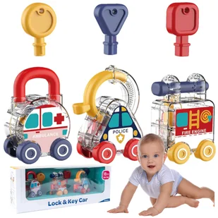 Zestaw Samochodzików z Kłódkami Montessori 3 w 1, zabawka edukacyjna Z934 - Zabawki interaktywne dla dzieci - miniaturka - grafika 1