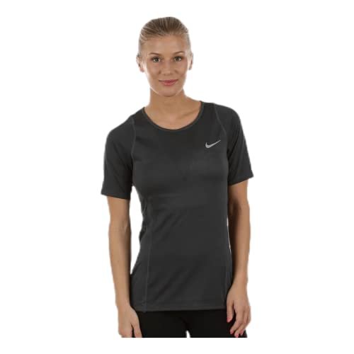 Nike Damski top Zonal Cooling Relay z krótkim rękawem, czarny/odblaskowy srebrny, XS
