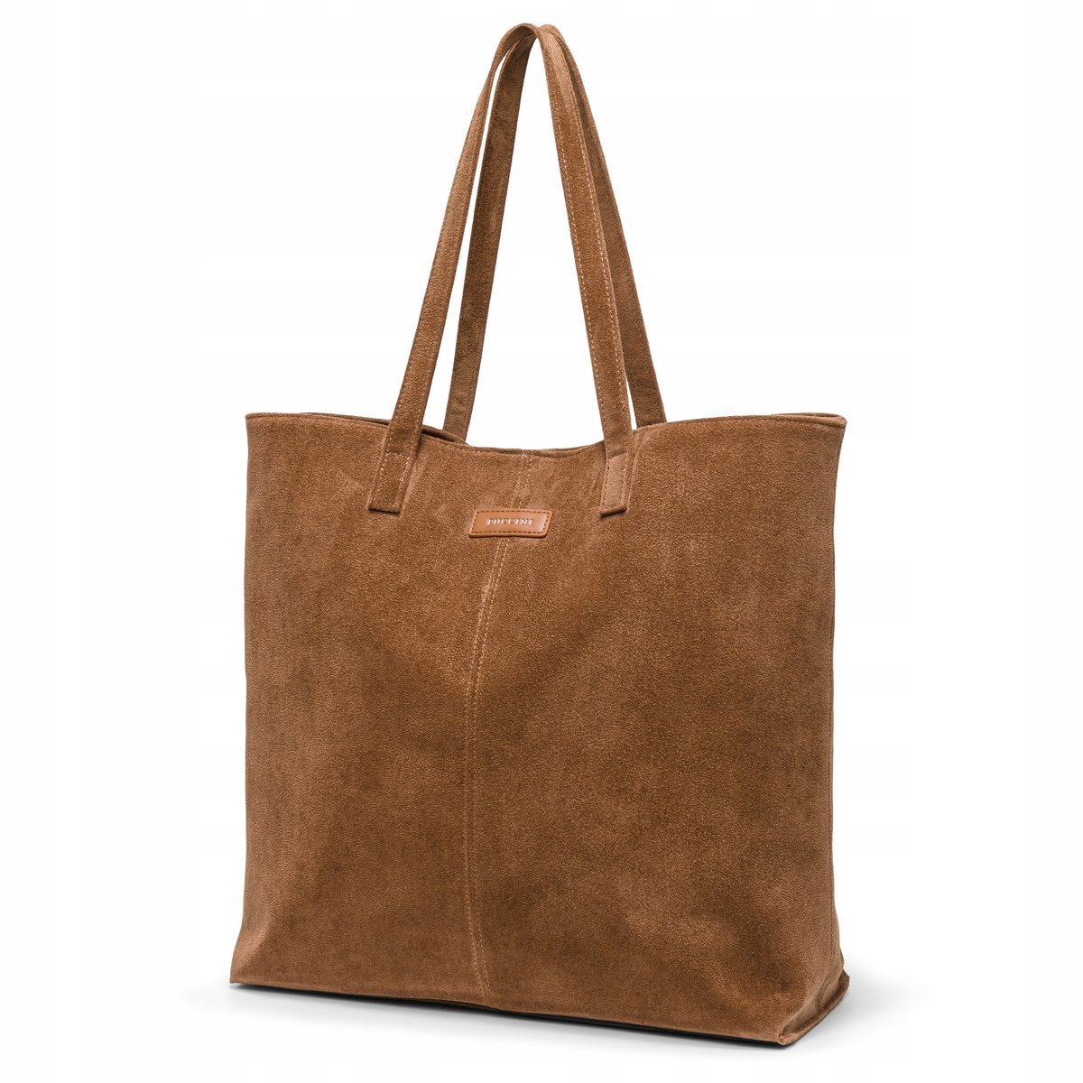 PUCCINI Torebka Damska Shopper Duża Ekologiczny Zamsz Brązowa BK2251034D-2B