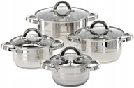 Zestawy garnków i patelni - Stalowe GARNKI NA INDUKCJĘ duży ZESTAW GARNKÓW NA GAZ 8 el POKRYWKI Steel - miniaturka - grafika 1