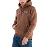 Bluzy sportowe męskie - Bluza Champion Script Logo Embroidery Fleece Hoodie 217858-MS557 - brązowa - miniaturka - grafika 1