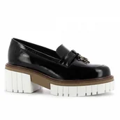 Mokasyny damskie - Czarne mokasyny na białej platformie CARINII - Carinii - miniaturka - grafika 1