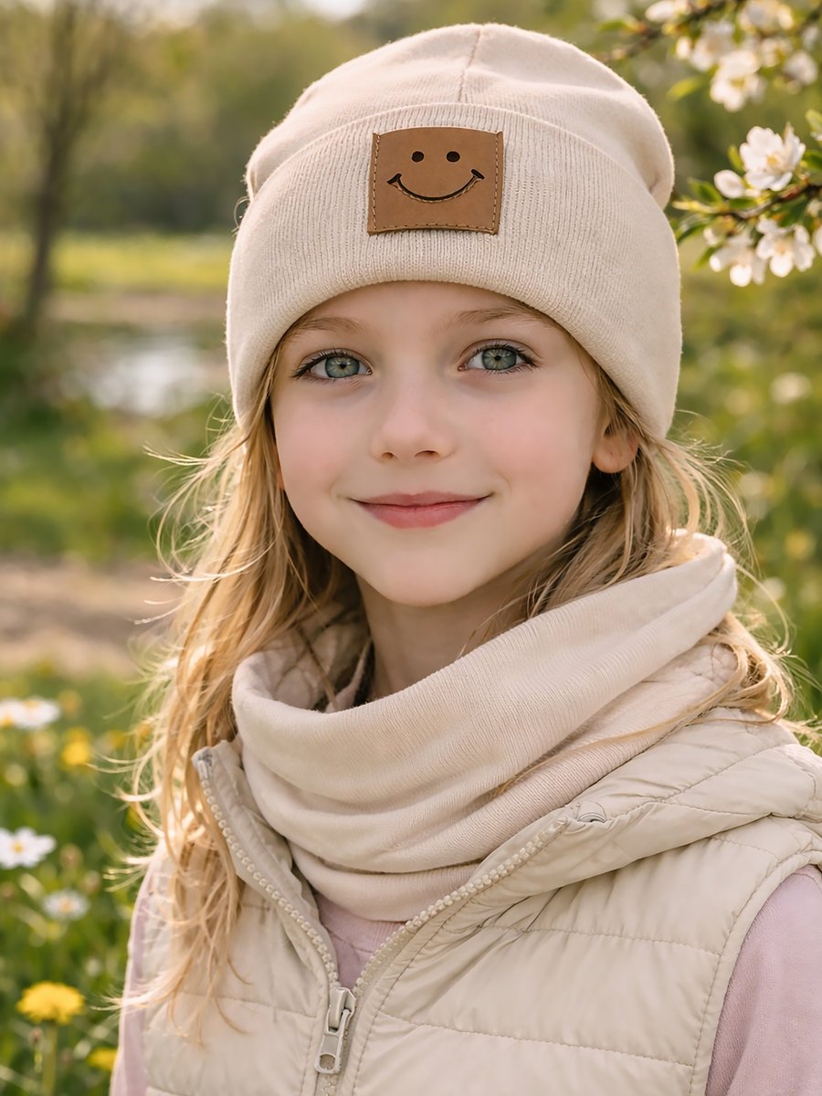 Komplet czapka i komin beżowy 52-56