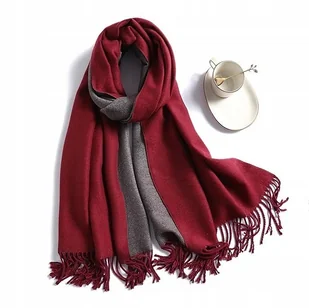 SZAL SZALIK DAMSKI 100% kaszmir czerwony bordowy - Apaszki i szaliki damskie - miniaturka - grafika 1