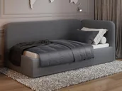 Łóżka dla dzieci i młodzieży - Tapczan jednoosobowy tapicerowany 90x200 z pojemnikiem ze stelażem Colet 17 Szary Leo - miniaturka - grafika 1