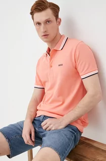 Koszulki męskie - Hugo Boss polo bawełniane ATHLEISURE kolor pomarańczowy - - grafika 1