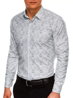 Koszule męskie - Koszula męska z długim rękawem - biała K532 - grafika 1