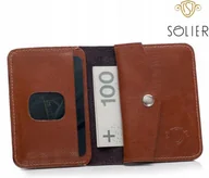 Portfele - Portfel skórzany męski cienki na karty monety Etui Pudełko GRATIS SOLIER - miniaturka - grafika 1