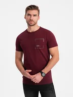Koszulki męskie - Bawełniany męski t-shirt z nadrukiem na kieszonce bordowy V2 OM-TSPT-0154 XXL - miniaturka - grafika 1