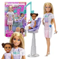 Lalki dla dziewczynek - Barbie Kariera Zestaw Lalka Lekarz Dentystka Blond Włosy + Akcesoria Gabinet Dentystyczny 3+ - miniaturka - grafika 1