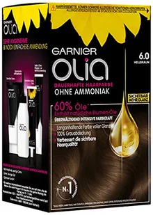 Garnier Olia farba do włosów, zawiera 60% olejków z kwiatów zapewniających intensywny kolor, bez amoniaku, 1 sztuka, jasnobrązowy - Farby do włosów i szampony koloryzujące - miniaturka - grafika 1