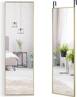 Lustra - COSTWAY Lustro ścienne z hakami do zawieszania o regulowanej wysokości 37 x 120 cm Lustro wiszące (złote) - miniaturka - grafika 1