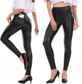 Legginsy - LEGINSY MATOWE LATEX EKO SKÓRA SPODNIE WYSOKI STAN - miniaturka - grafika 1